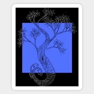 Blue Square Ink Tree Magnet